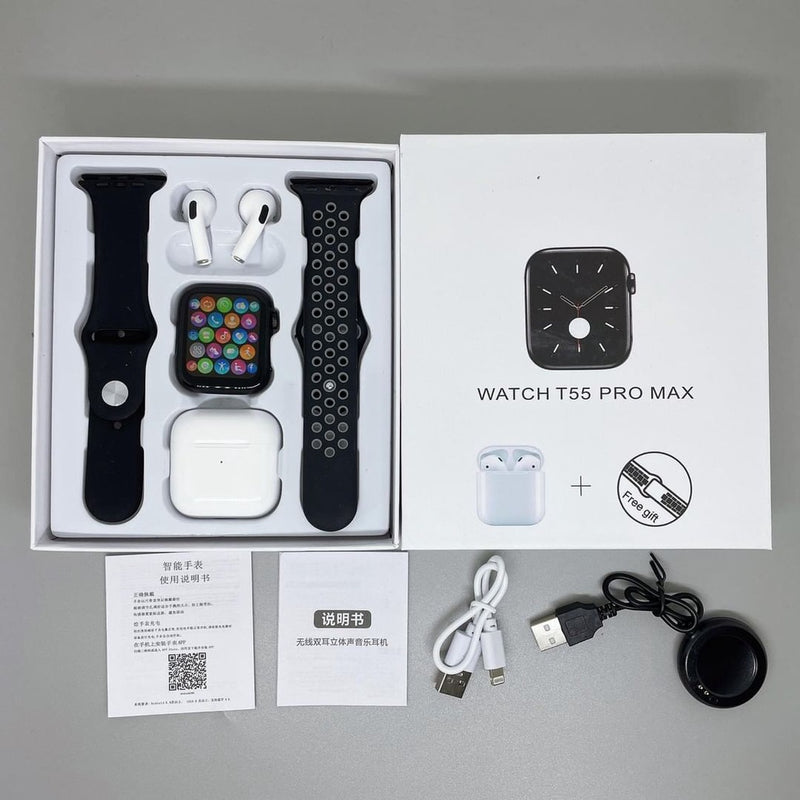 RELOJ T55 PRO MAX  + AIRPODS⌚🎧